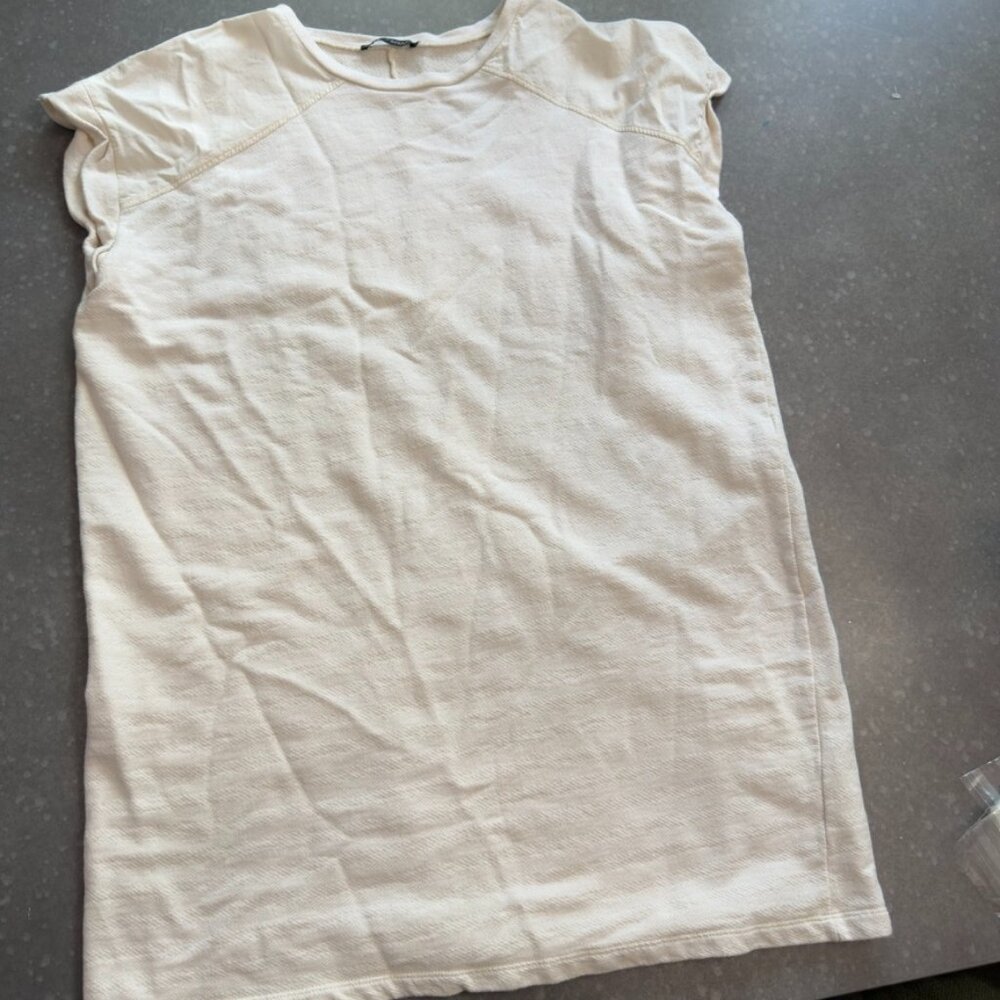 ZARA Cream Textured Short Sleeve Sweatshirt – Size Medium - Picture 5 of 11